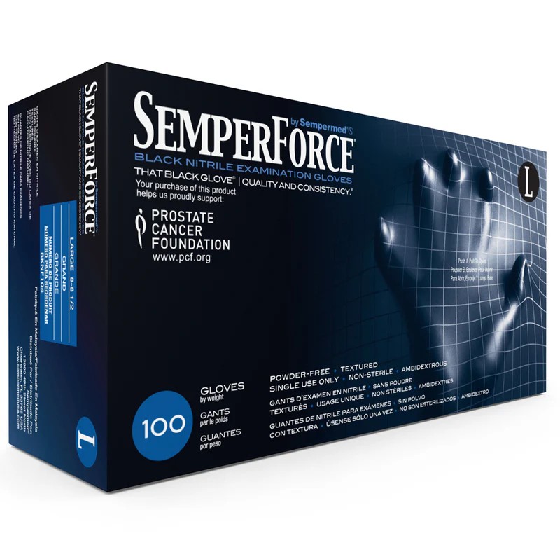 SemperForce Black Nitrile 5 Mil Powder Free Exam Gloves